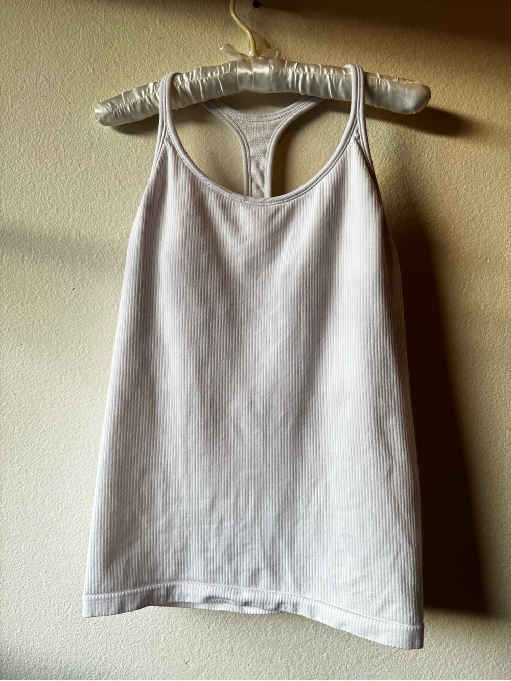 Athleta White Ribbed Racerback Tank Top